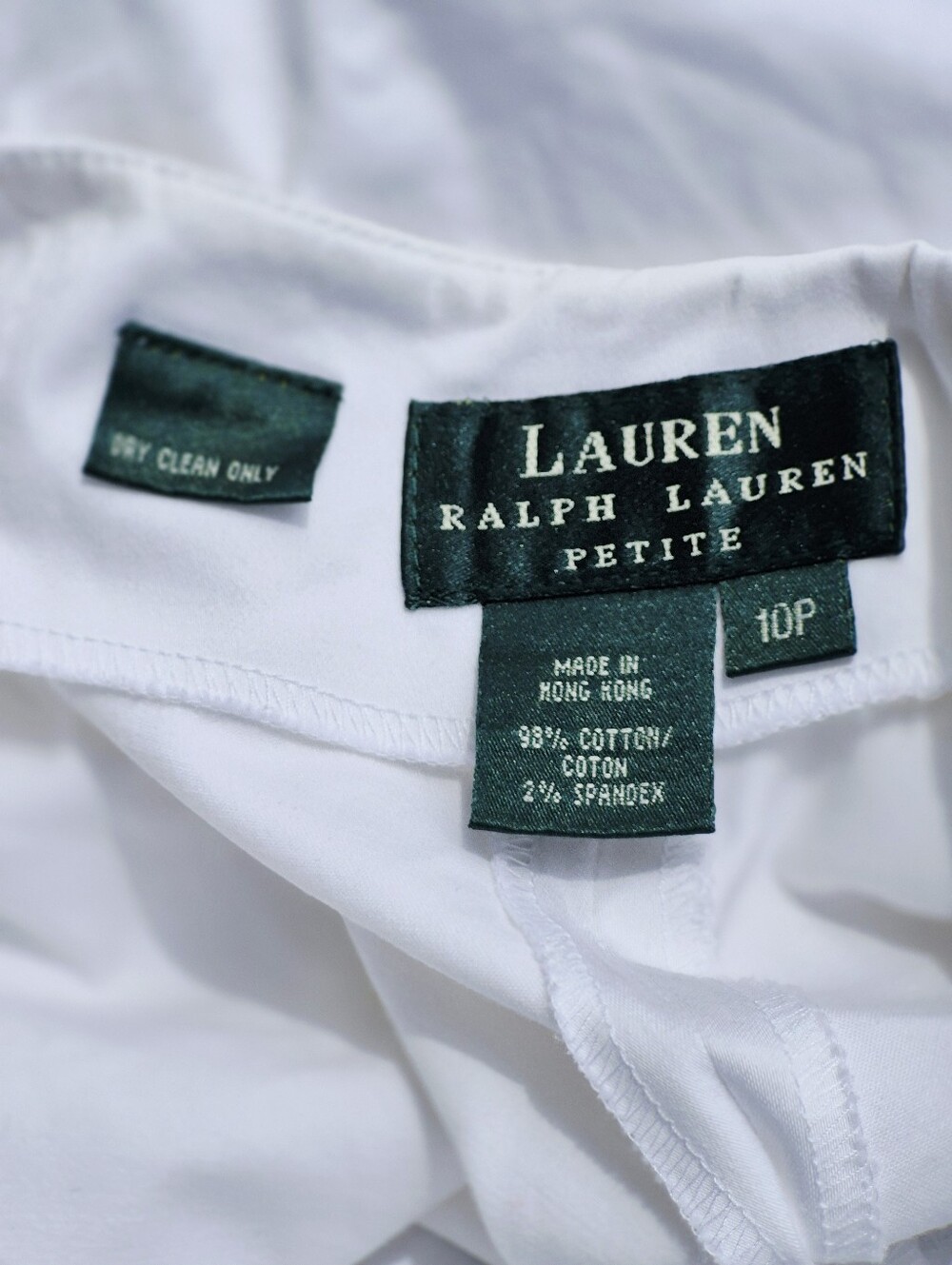 VINTAGE Lauren Ralph Lauren PETITE White Cropped Cotton Pants 10P - Picture 10 of 11